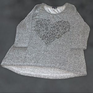 Candy Couture Grey and Silver Knit Long Sleeve Shirt